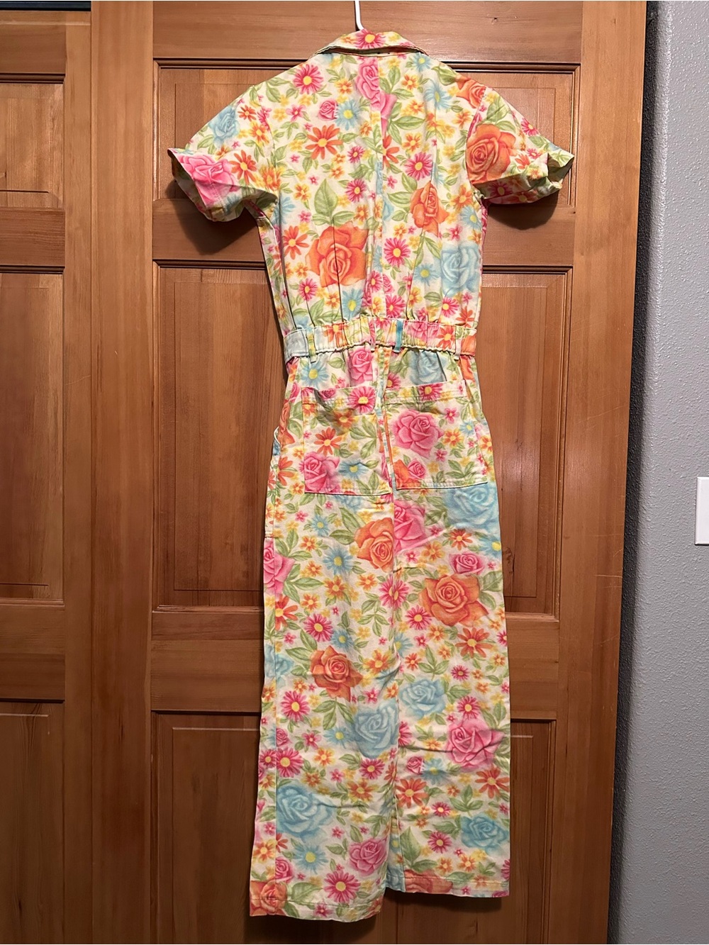 Big Bud Press Vintage Floral Wallpaper jumpsuit with pink, orange, blue flowers - Picture 2 of 4